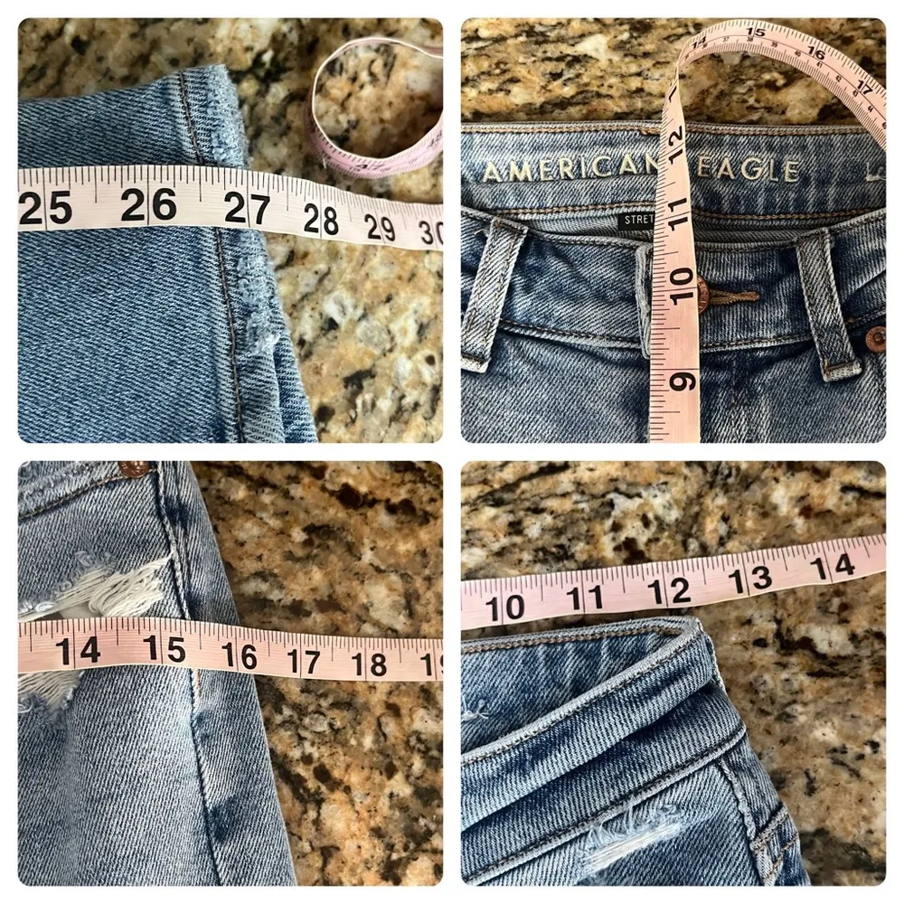 AE Strigid Ripped Mom Jean Straight Leg Distressed High Rise Festival Womens 00R - Image 5