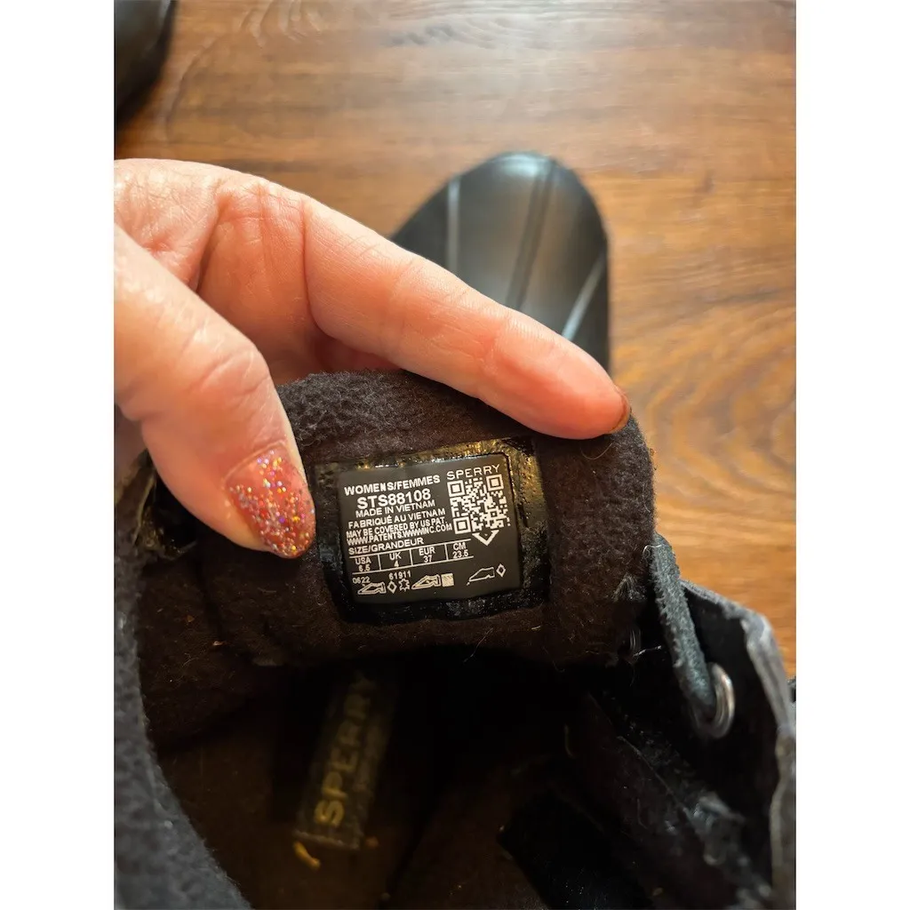 Sperry Saltwater Duck Boots Womens Size 6.5 Black Waterproof Lace-Up Ankle - Image 14