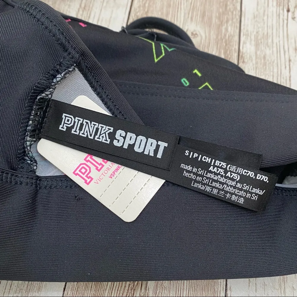 Victoria’s Secret PINK Active Ultimate Sports Bra Rainbow Love Pink Logo Size S - Image 5
