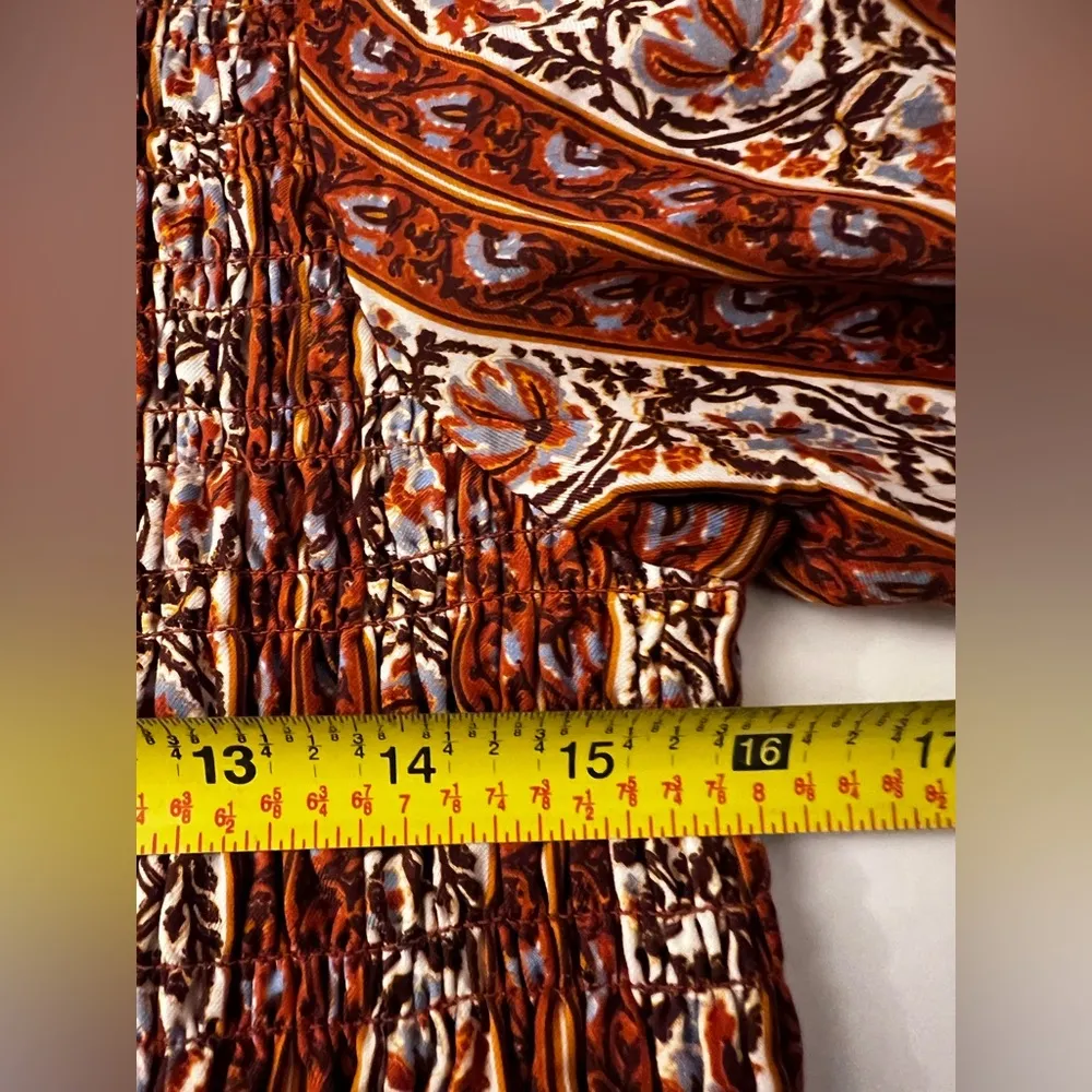 NEW MARIE OLIVER glennon top in sedona stripe Silk blend smock long sleeve L - Image 7