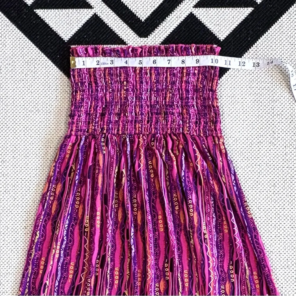 COOGI Multicolor Smocked Strapless Maxi Dress Small - Image 3
