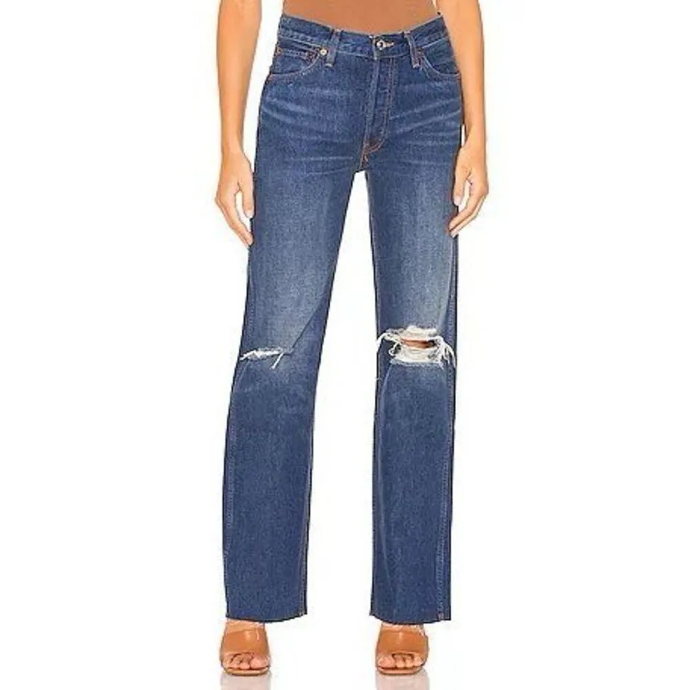 NWT RE/DONE 90s High Rise Loose in Destroyed Broken Blue Size 27 - Image 2
