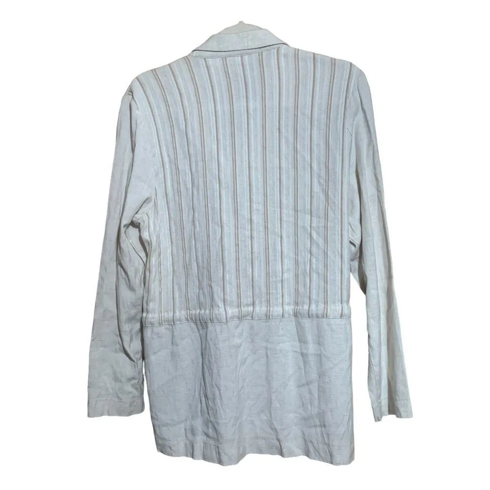 Spiegel Womens Plus Size 14 Multicolor Stripe Linen Blend Drawstring Waist Top - Image 4