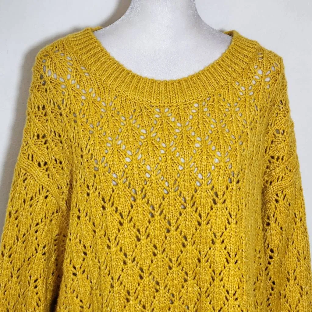 Lane Bryant Mustard Yellow Knit Sweater Size 18/20 Chunky Knit Gold Sweayer - Image 3