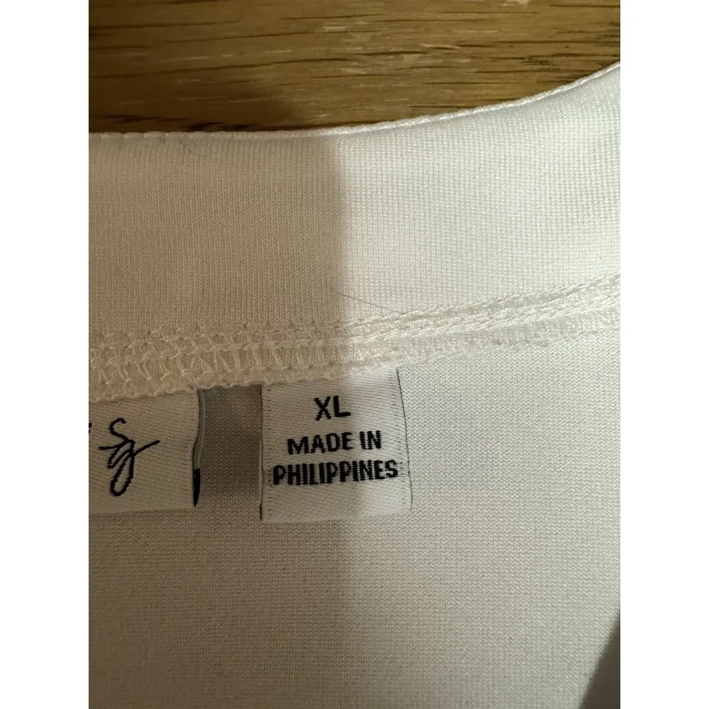 Susan Graver Tunic Top‎ Size XL Long Sleeve White Stretch Office Career City - Image 4