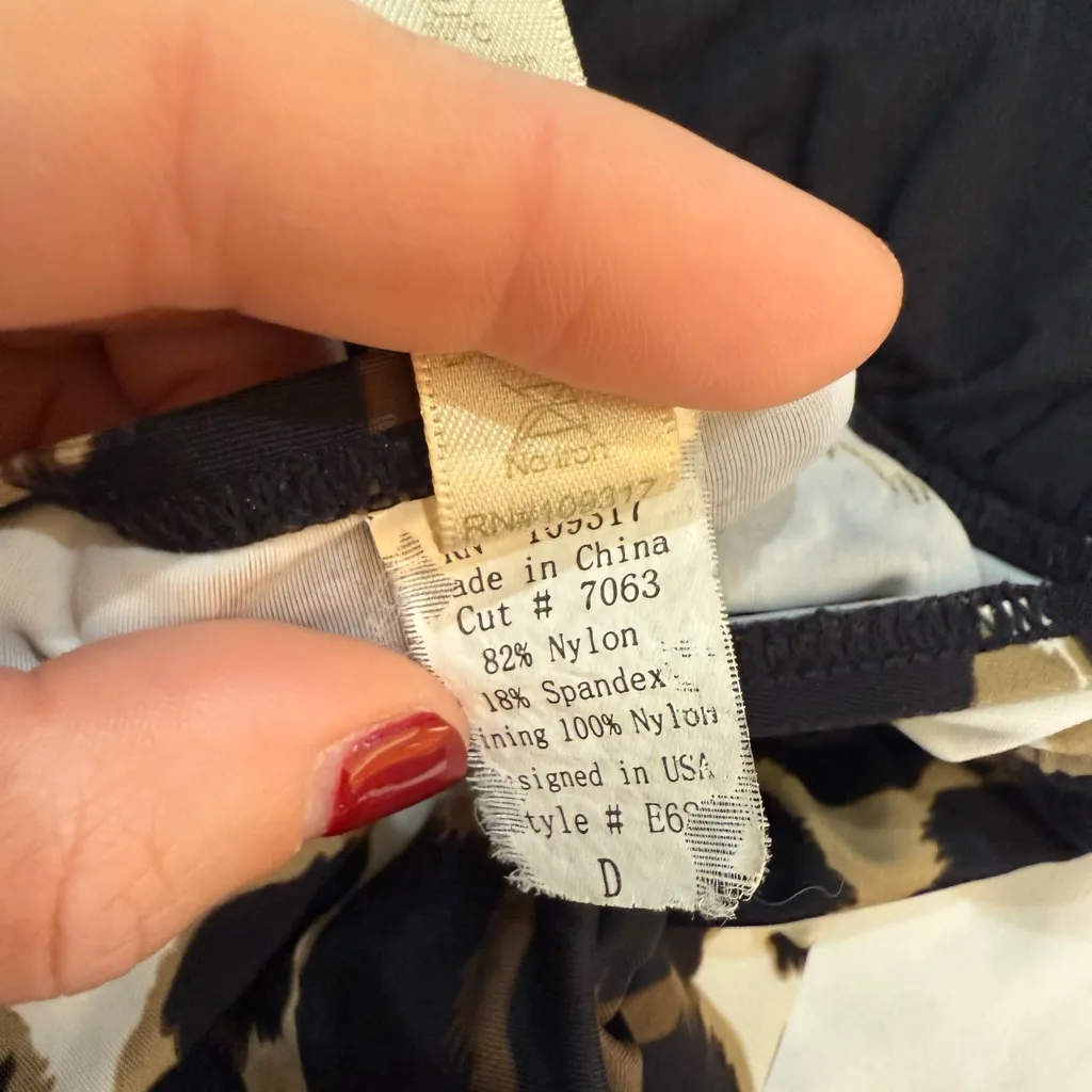 Swim Systems Leopard Print Tankini Halter Bikini USA Made D Black Size undefined - Image 7