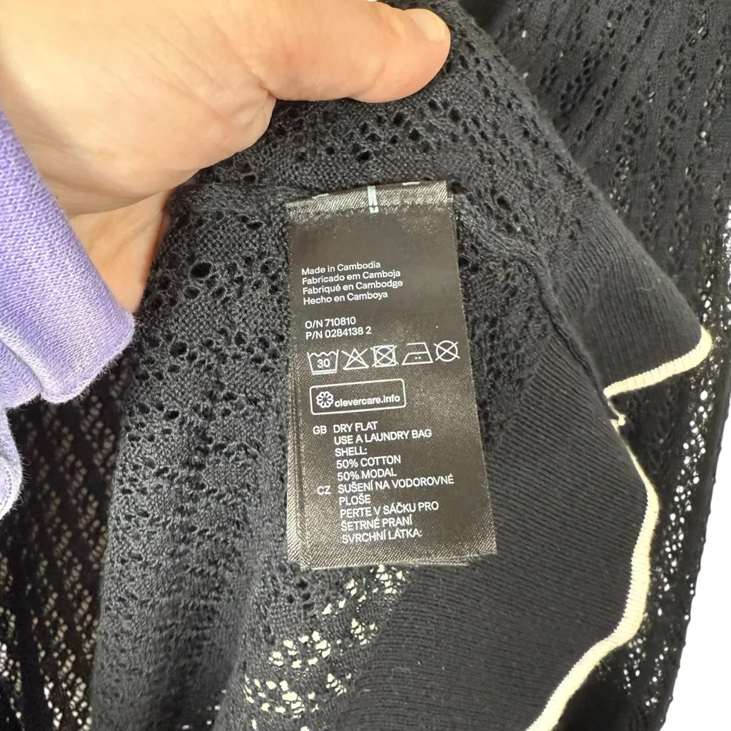 H&M Patterned Knit V-Neck Cardigan Black Size S - Image 6