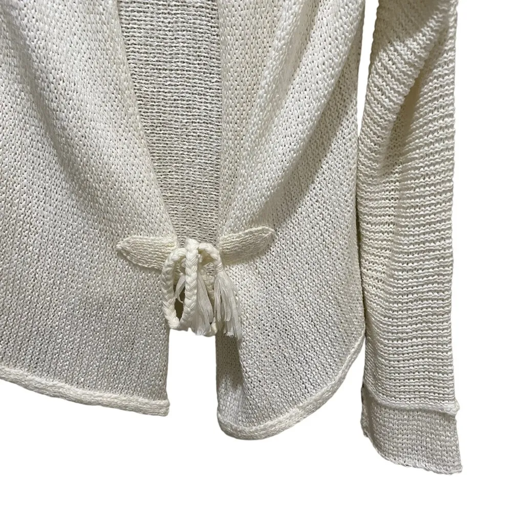 Miilla Tie Front Cardigan Sweater Ivory White Size Medium - Image 3