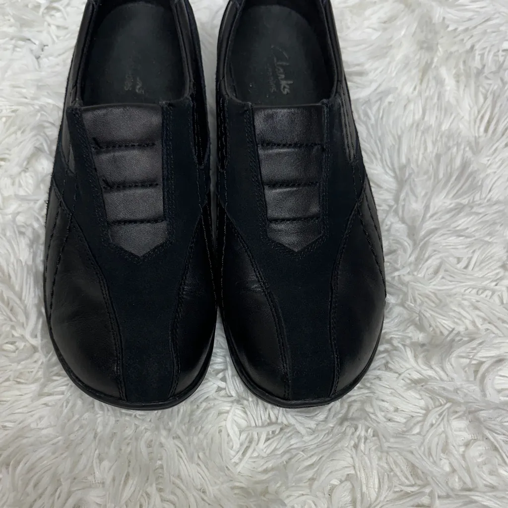 Clarks Bendables 9M Black leather comfort loafers flats shoes - Image 10