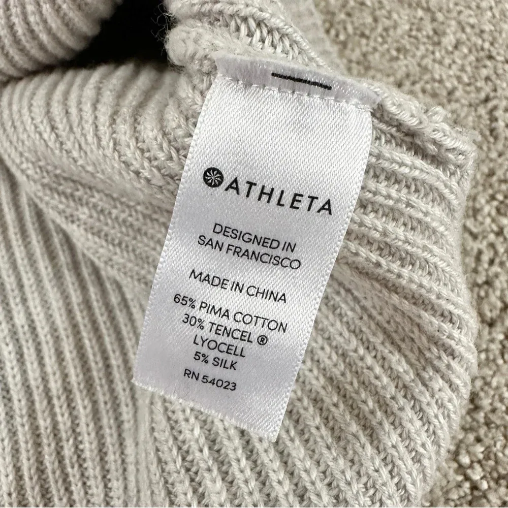 Athleta Rest Day Hoodie Sweater Knit Light Gray Pima Cotton Silk Blend Size XS - Image 10