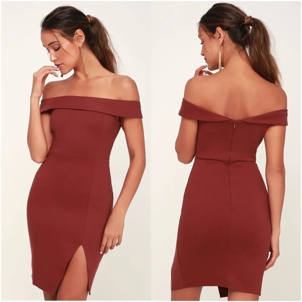 LULU’S Way Of Love Wine Red Off The Shoulder Bodycon Dress - Image 2