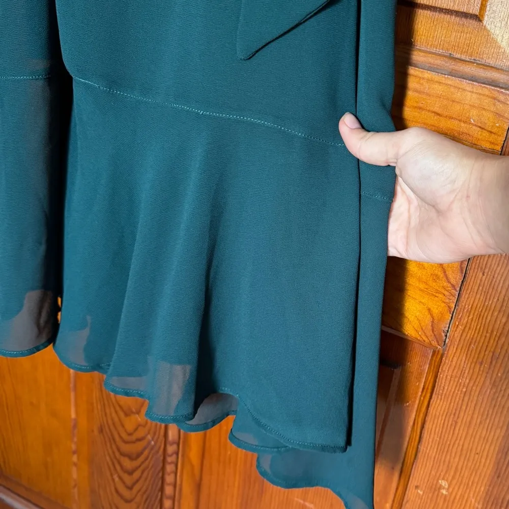 Show Me Your Mumu Claire Midi Dress - Emerald Green Chiffon - Small - Image 12