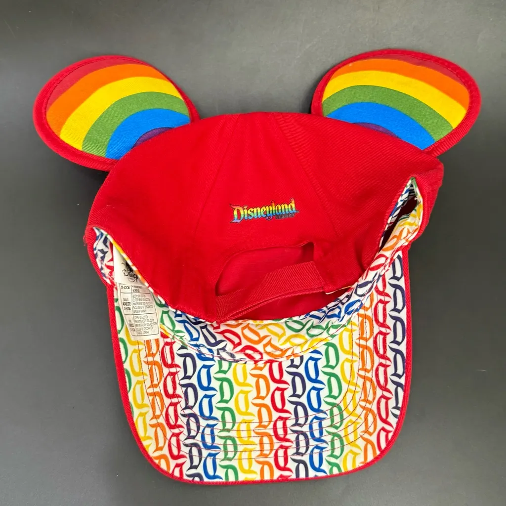 DISNEY Parks Pride Collection Disneyland Mickey Mouse Ears Red Baseball Cap - Image 6