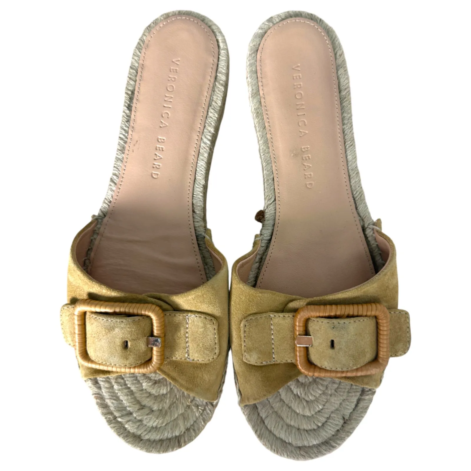 Veronica Beard Apa Suede Buckle Espadrille Sandals Desert Beige Size 7 - Image 7