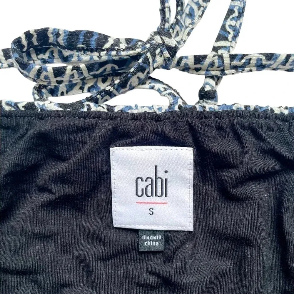 Cabi Blue Mosaic Tile Strapless Halter Romper - Image 3