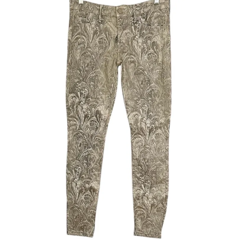 MOTHER The Looker Glitz ‘N Glam Metallic Print Skinny Jeans Size 26 White - Image 2