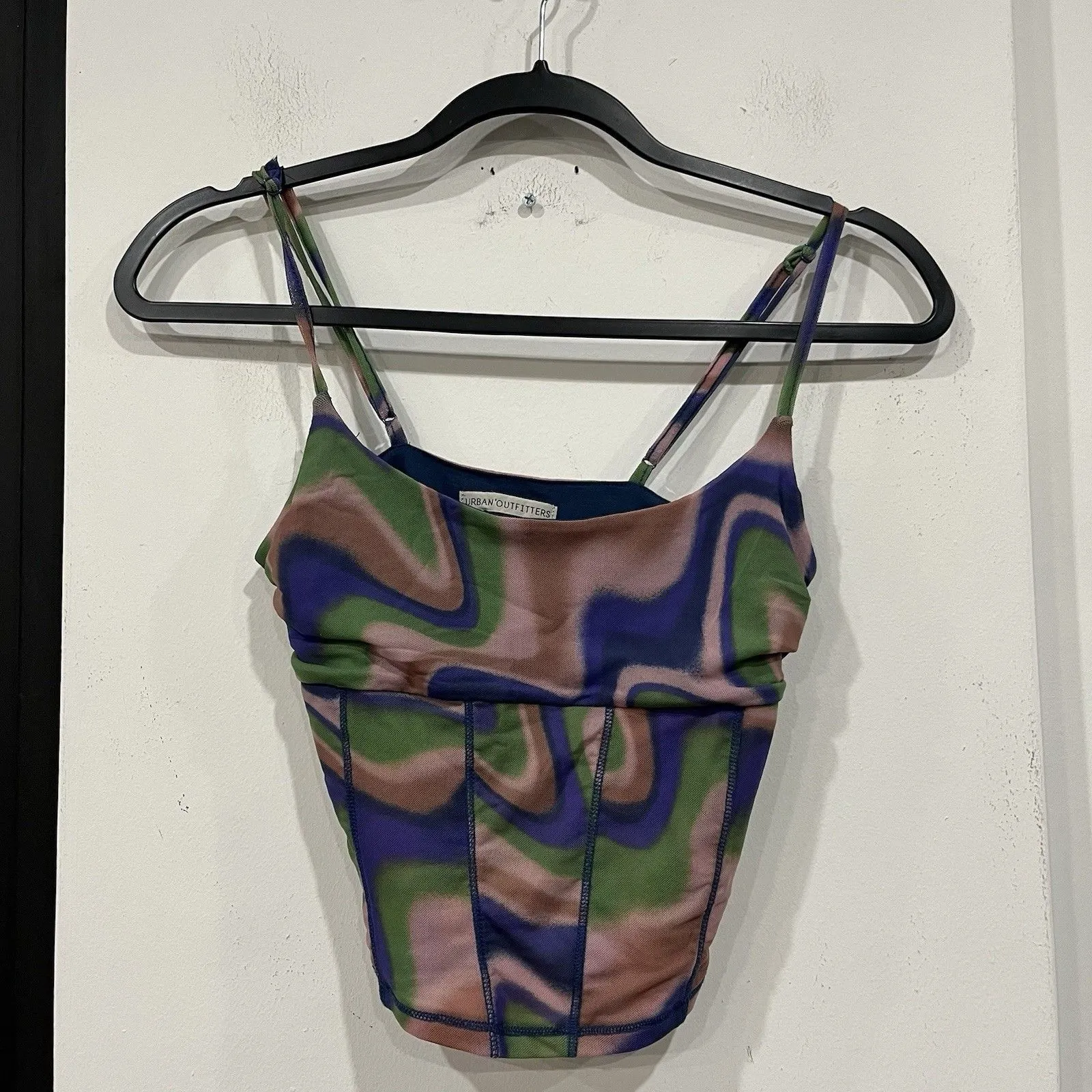 Urban Outfitters Mesh Corset Top Size Medium Swirl Multicolor Rave Festival - Image 3