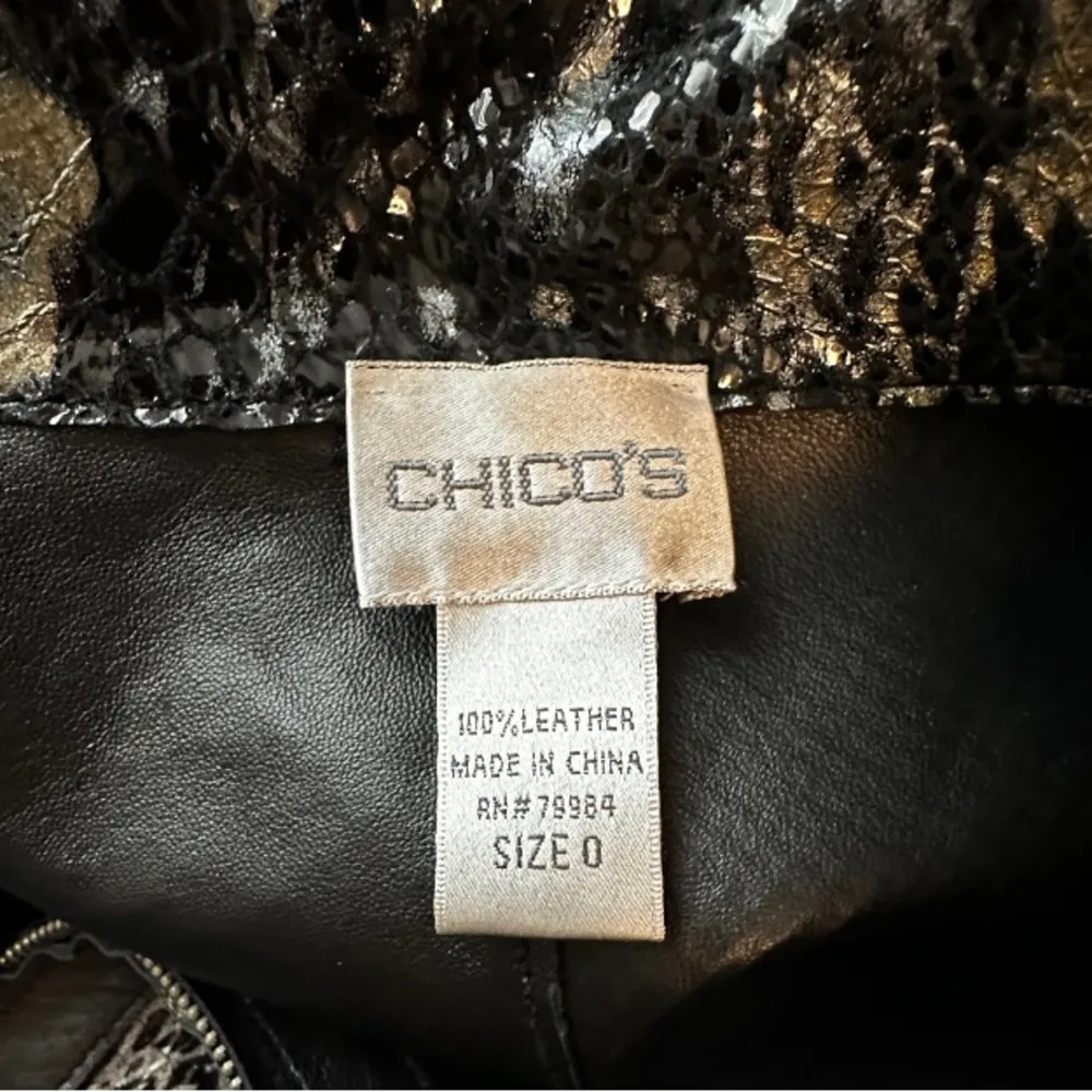 Chico's  Authentic Leather Lizard Print‎ Jacket - Image 5