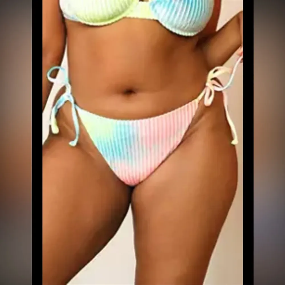 New! Anthropologie Dippin Daisys Velvet Pastel Rainbow Bikini Tie Dye Large - Image 3