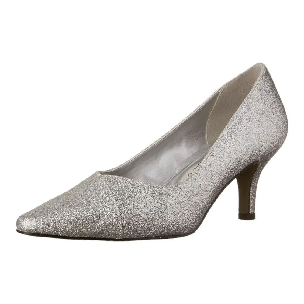 Easy Street Heels Easy Street Women's Chiffon Pump Silver Glitter Size 7 M NEW - Image 3