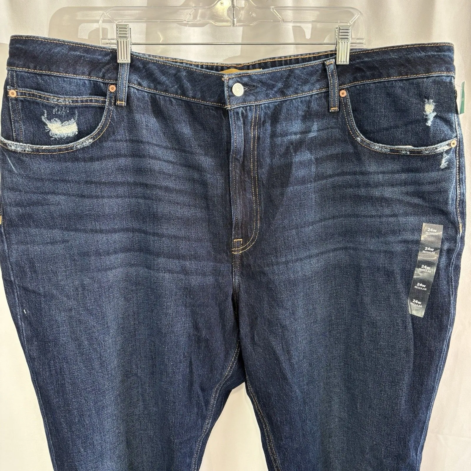 Goldie Blues Jeans Womens 24W Blue Stretch Denim Cheeky Taper Ankle Raw Hem NWT - Image 3