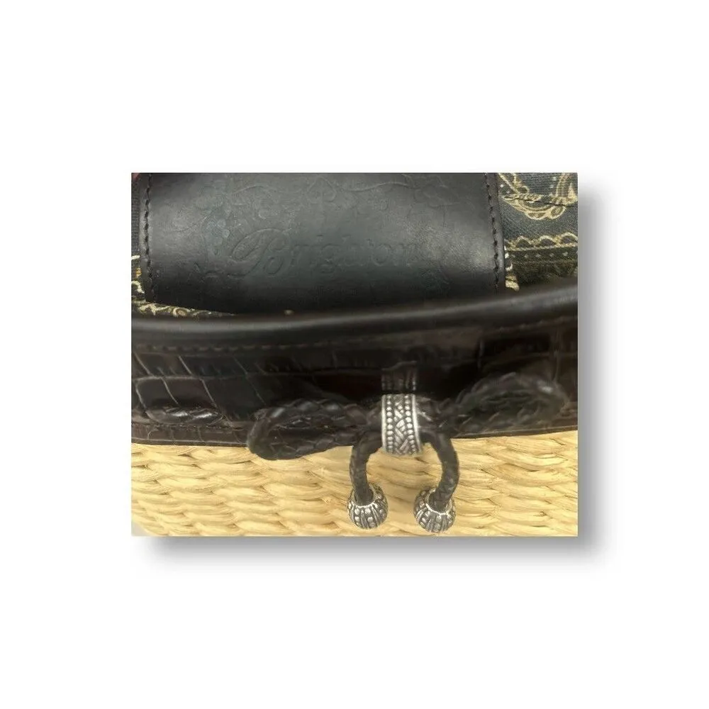 Brighton Woven Straw Brown Leather Trim Shoulder Crossbody Bag Resort Travel - Image 12