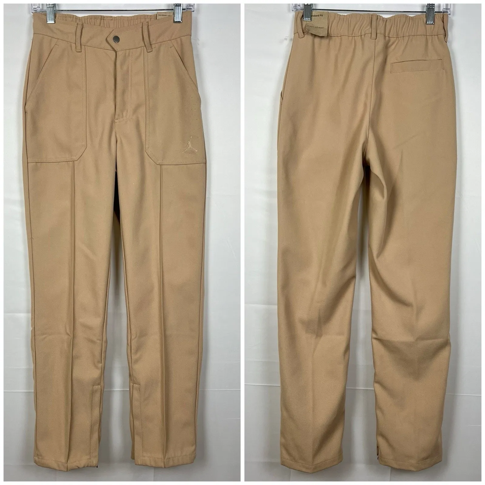 NEW Womens Nike Air Jordan Woven Straight Leg High Rise Light Brown Pant Sz XS - Image 7