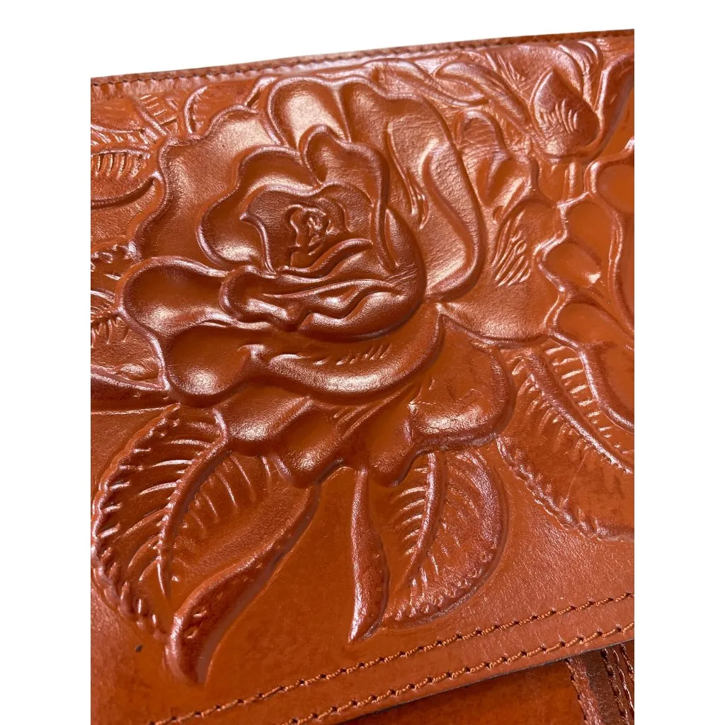Patricia Nash Embossed Leather Crossbody Bag  Adjustable Strap  Floral Design  B - Image 3