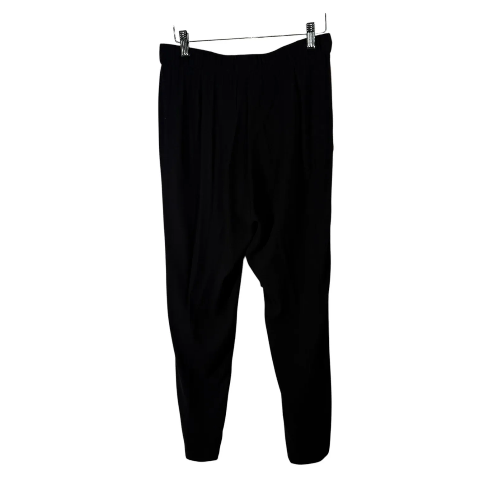 Eileen Fisher 100% Silk Black Pull On Pants Gold Side Piping Career Womens XS - Image 4