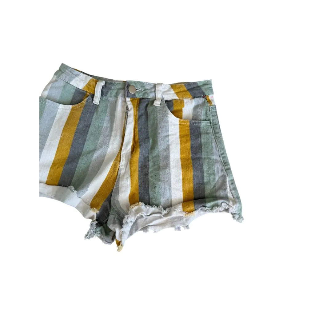ALTAR'D STATE Multicolor Striped Denim Shorts Size Medium - Image 8