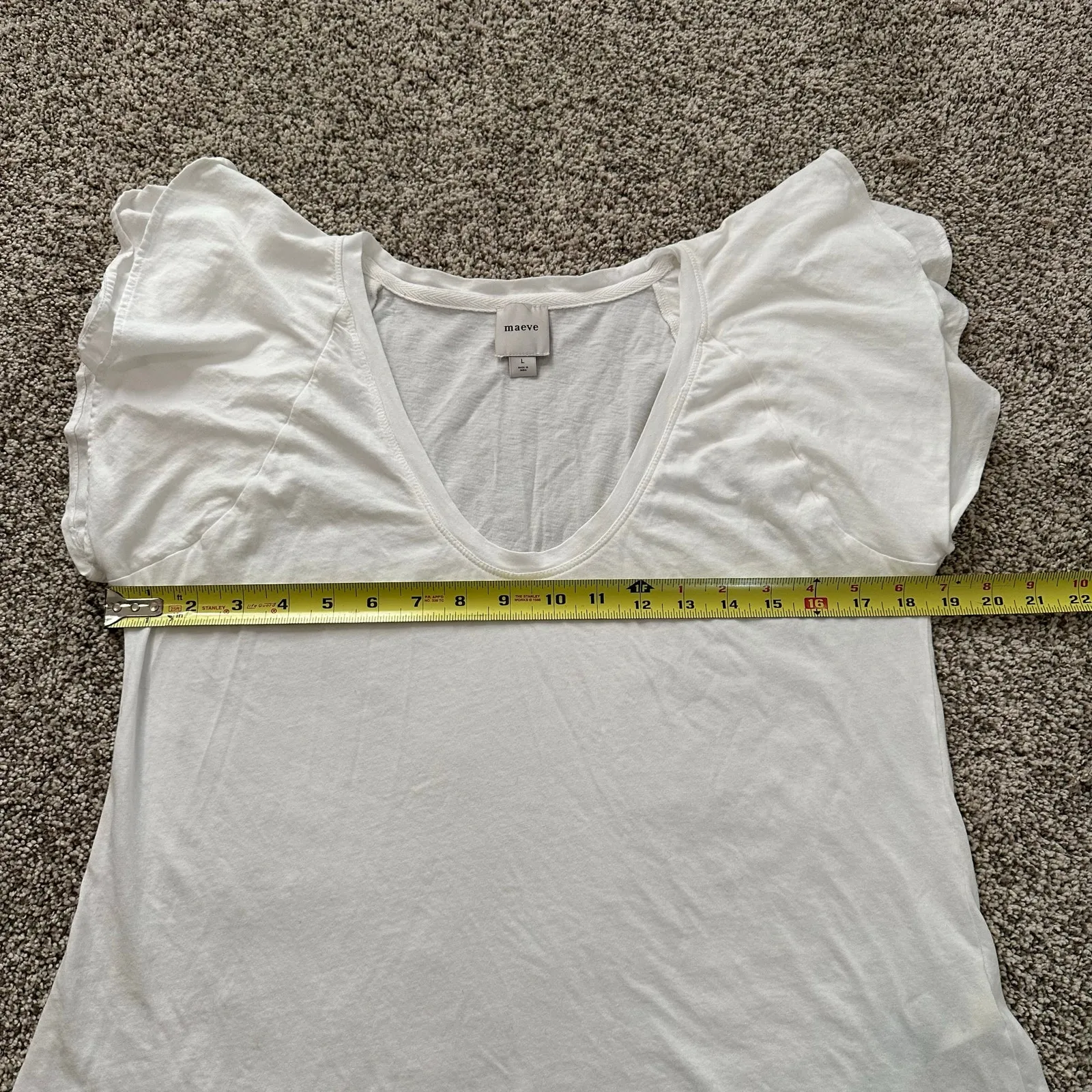 Maeve Anthropologie white short-sleeve cotton top size L - Image 12