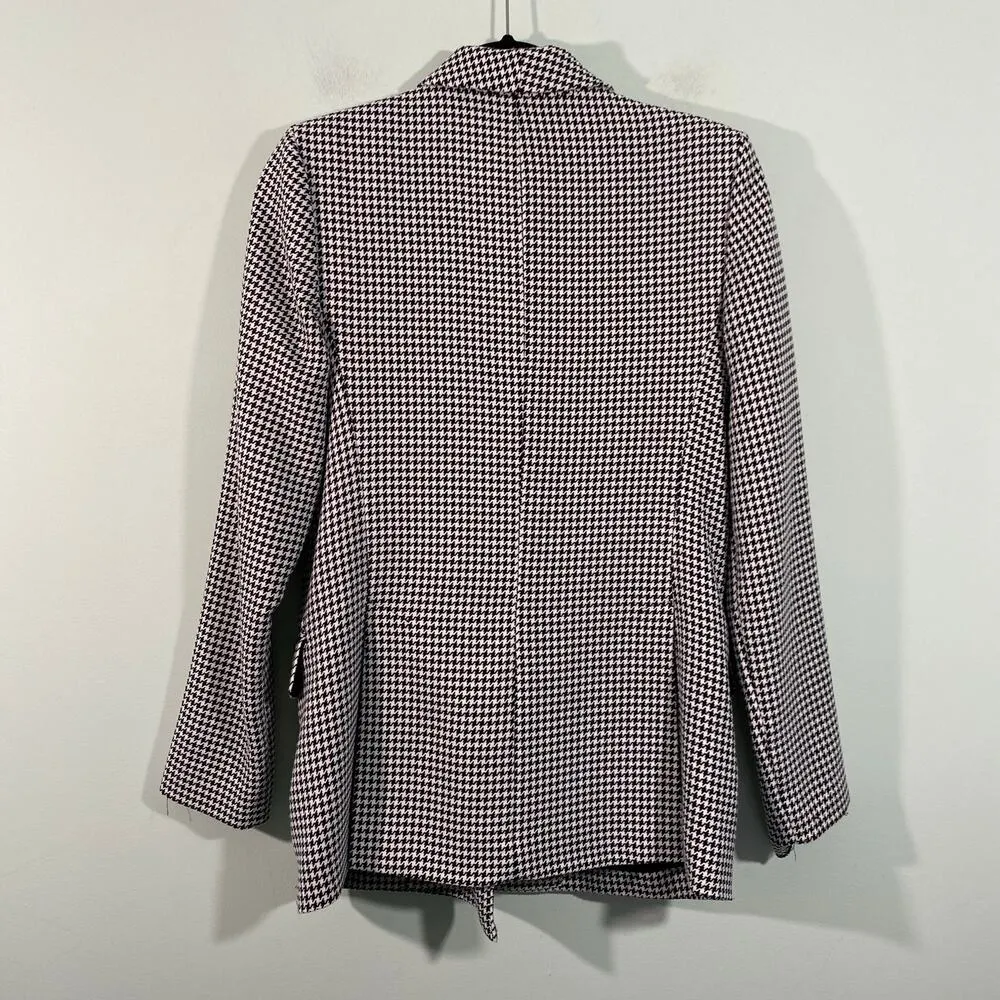 WAYF  Women Houndtooth Print Double Breasted Shoulder Pad Structure Blazer Size 8 - Image 9