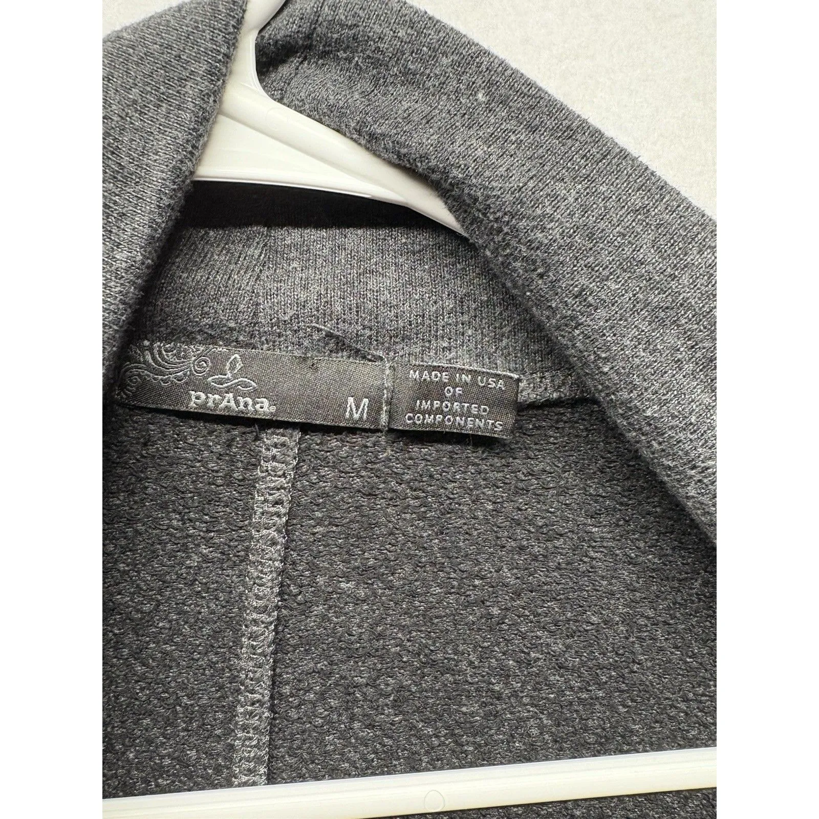 prAna Centerpiece Wrap Sweater Cardigan Gray Organic Cotton Size Medium Womens - Image 2