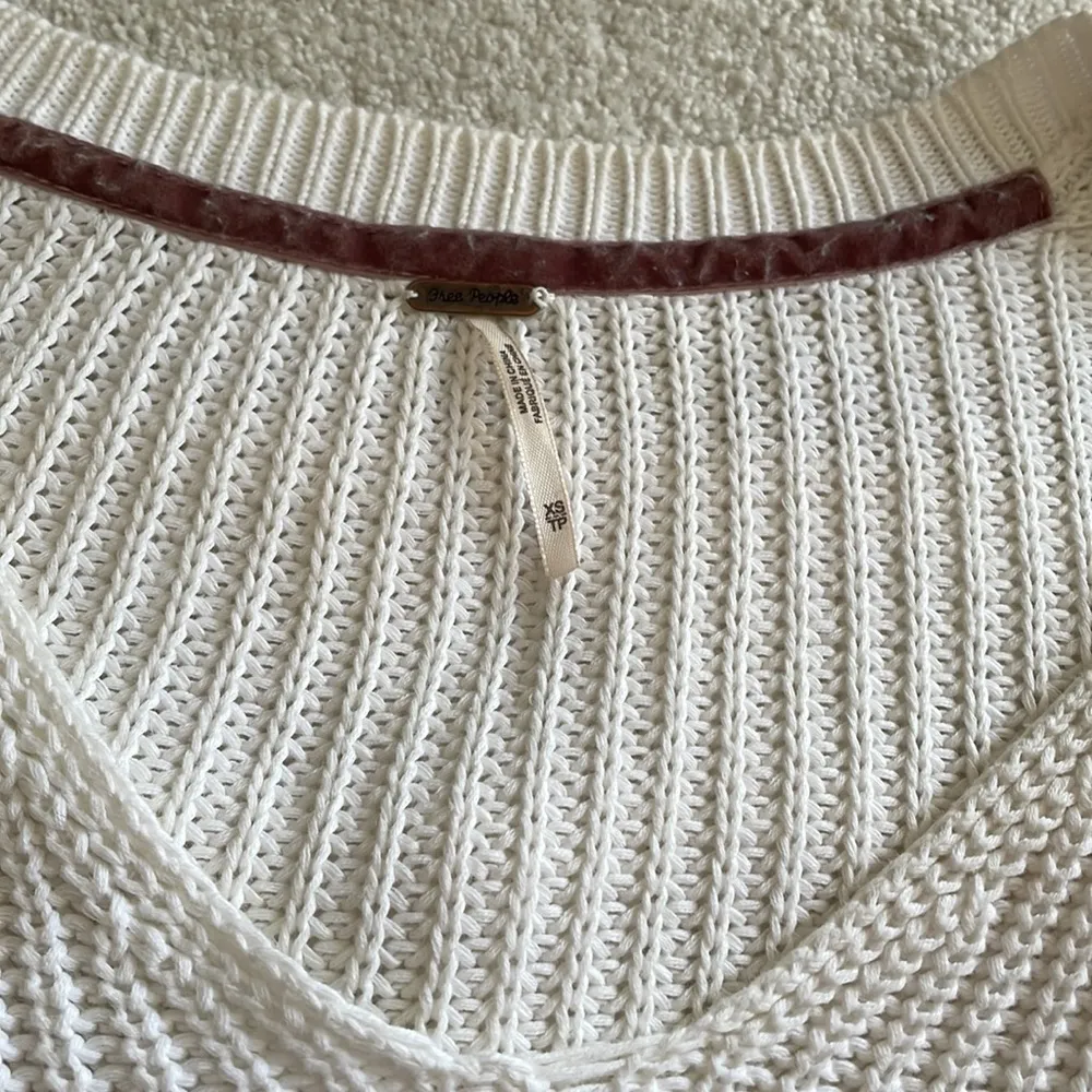 Pretty White Free People Deep / V Neck Sweater - Image 6