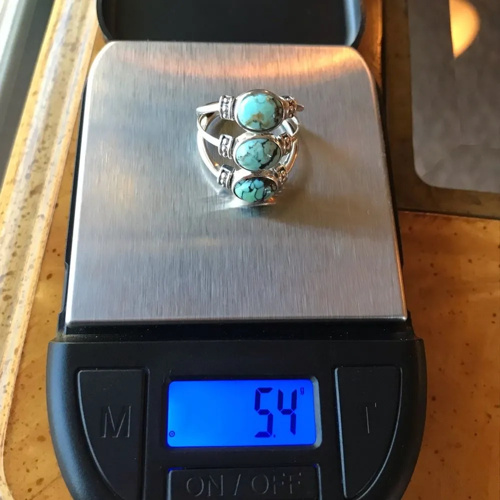 Natural Blue Moon Turquoise Sterling Silver Ring Size 5.75 - Image 8