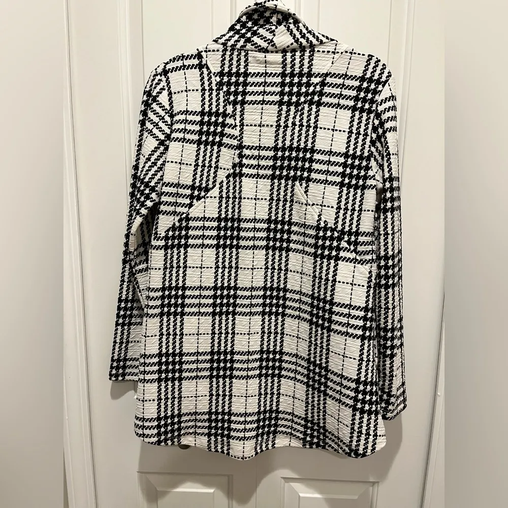 My Beloved  High Low Zip Jacket Black/White Plaid Size L EUC - Image 6