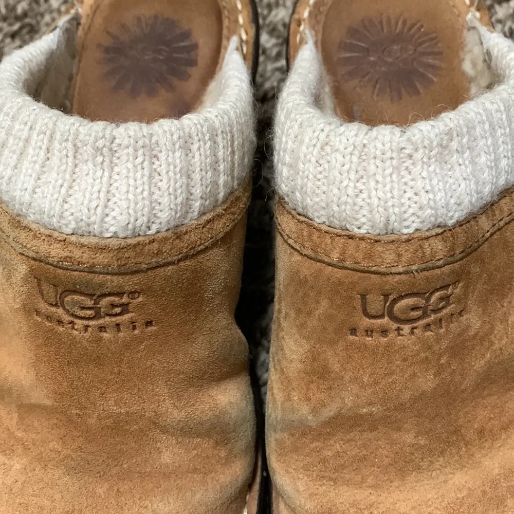 Ugg woman wedge slip on size 6, look @ pics have some blue from jeans - Image 4