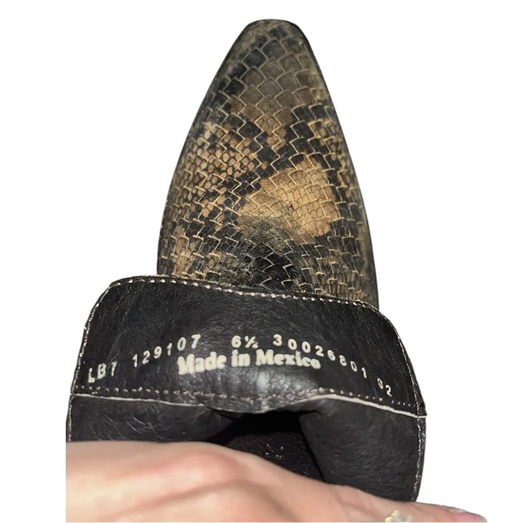 Snakeskin Ankle Boots 6.5 Liberty Black Brown - Image 6