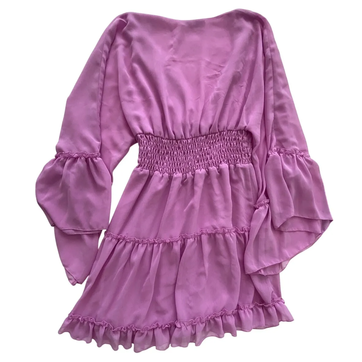Lavender Brown Womens Flowy Tiered Pink Mini Dress Size XS - Image 2