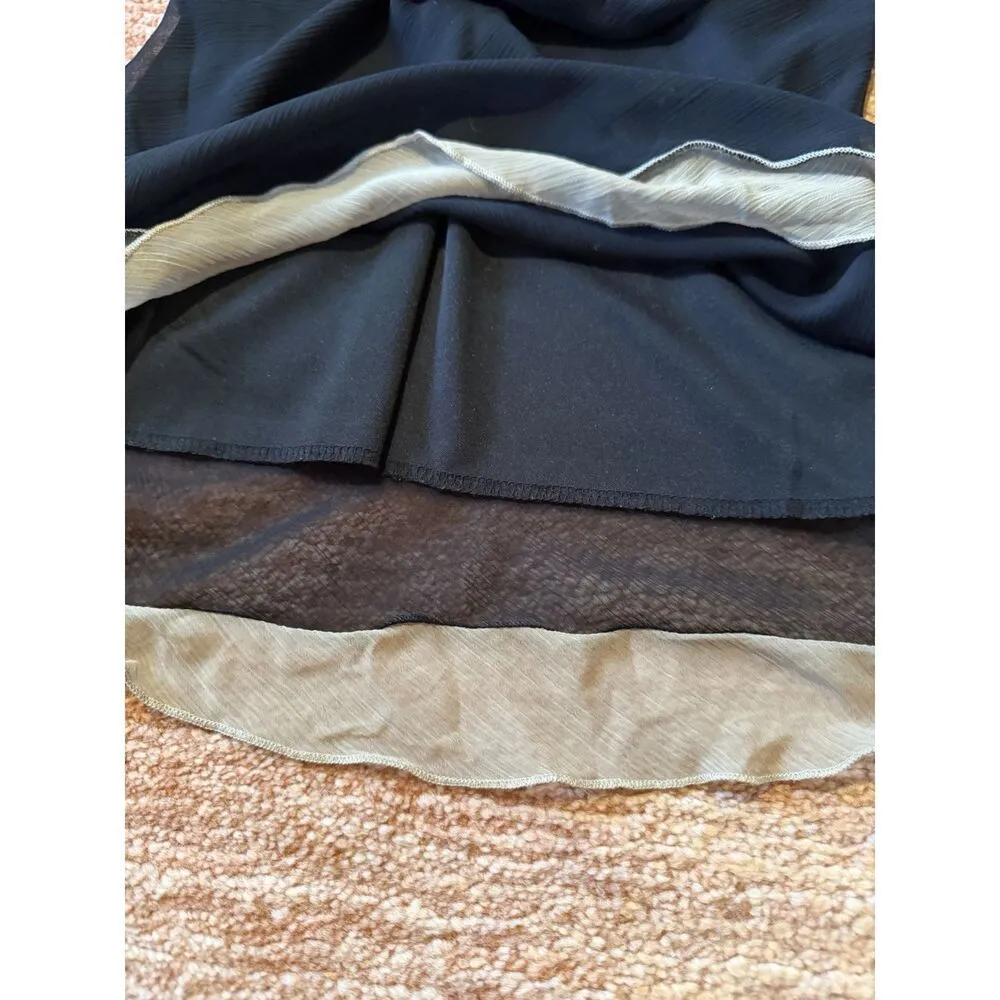 Papaya women sleeveless chiffon cami top black beige beaded straps ruffle hem - Image 4