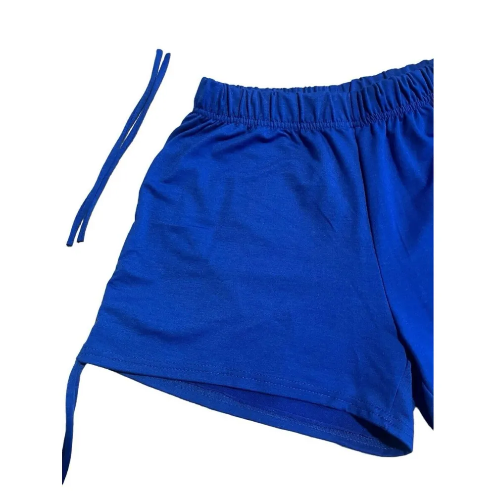 Shein Cretily Two Piece Set Cropped Tank Top and Shorts Womens XL Blue NEW - Image 5