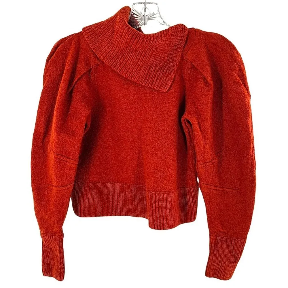Ulla Johnson Riley Rust Orange Merino Wool Asymmetric Sweater Womens Size Small - Image 4