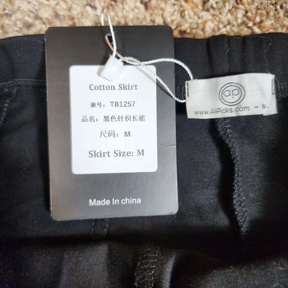 Women Washed Long Black Skirt Vintage Fashion High Waist Skirt Size Medium - Image 5