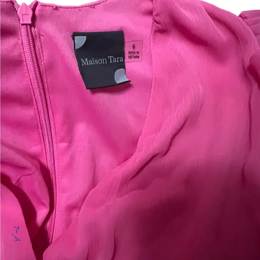 Vibrant Pink Long Sleeve mini Dress Size 6 - Image 3