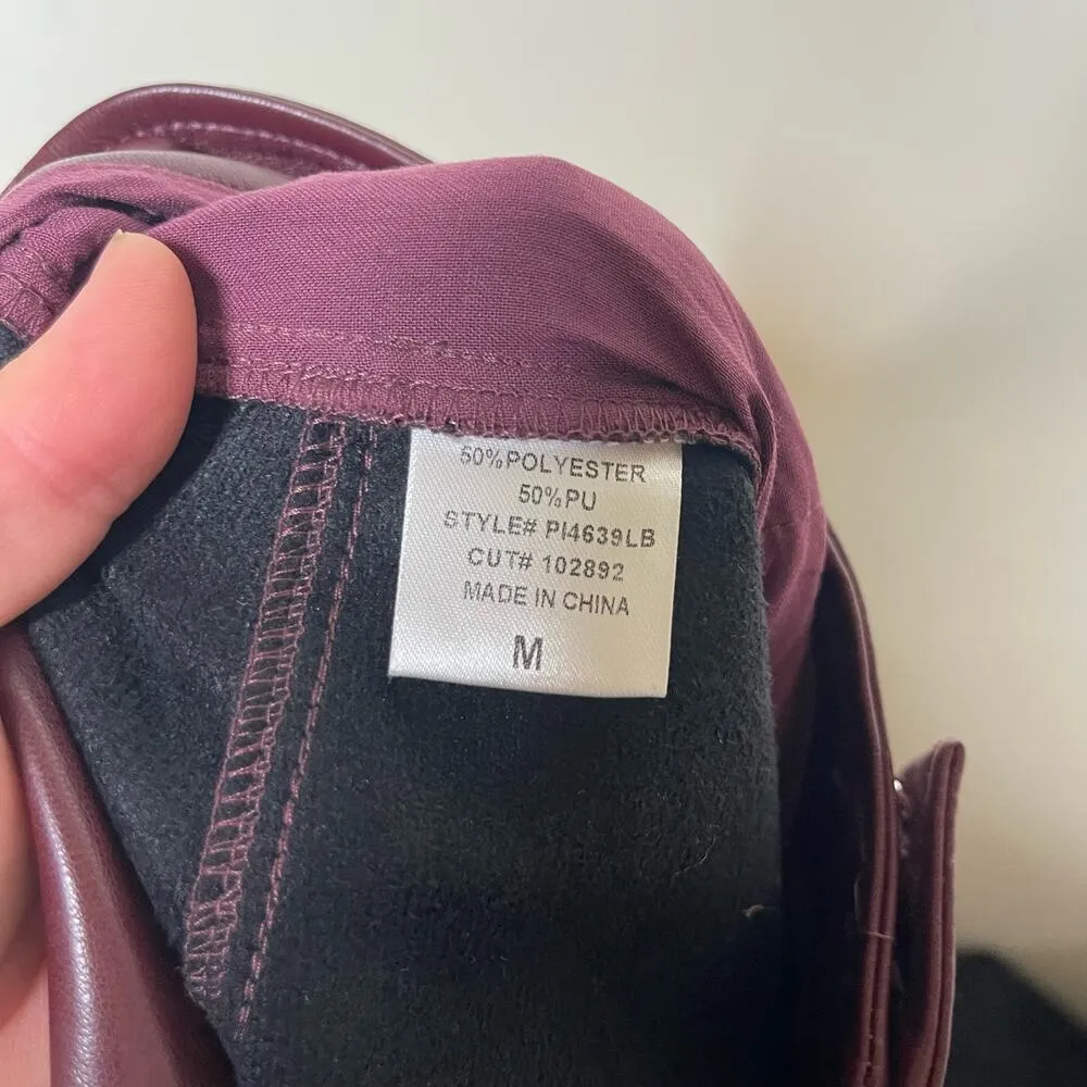 LBLC THE LABEL Jen Faux Leather Cropped Pants in Elderberry burgundy sz M Red Size M - Image 7