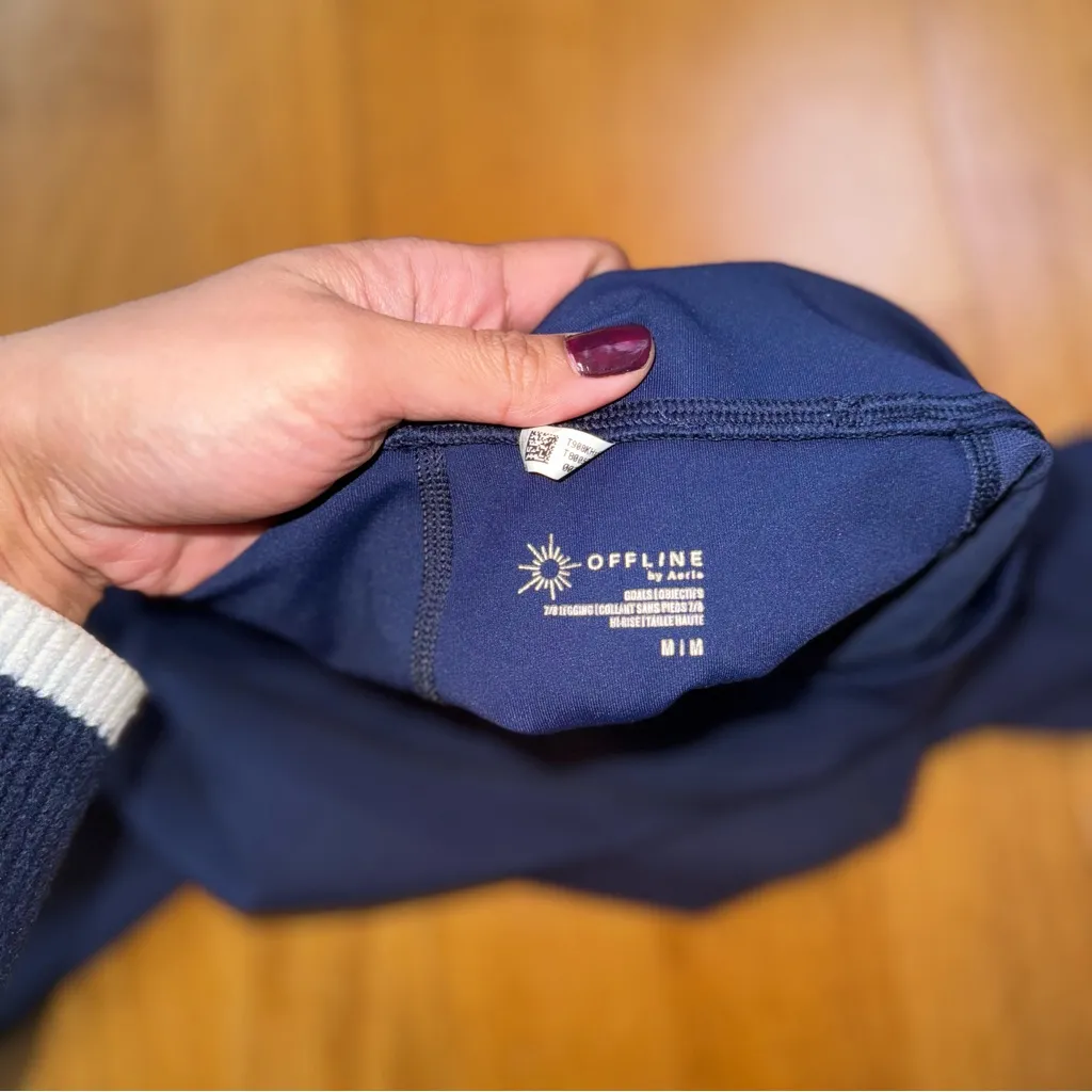OFFLINE by Aerie Goals 7/8 Leggings Navy Blue M Activewear Athleisure Fitness Size M - Image 3