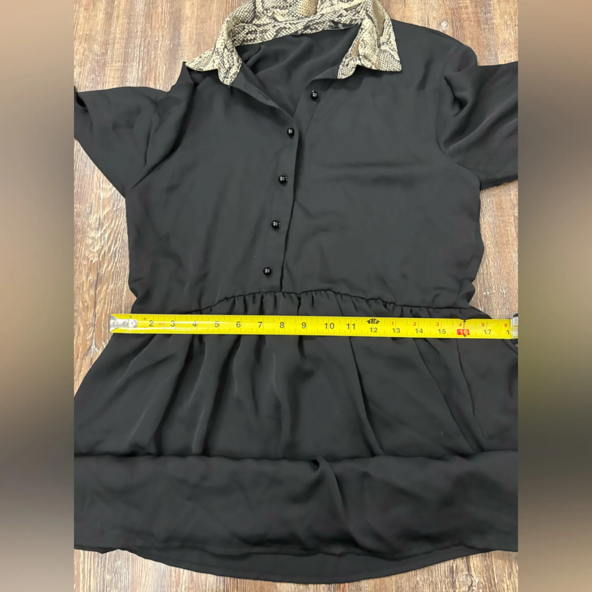 ZARA  Basic Black Python Snake Trim Mini Dress Size Medium Animal Print Goth - Image 13