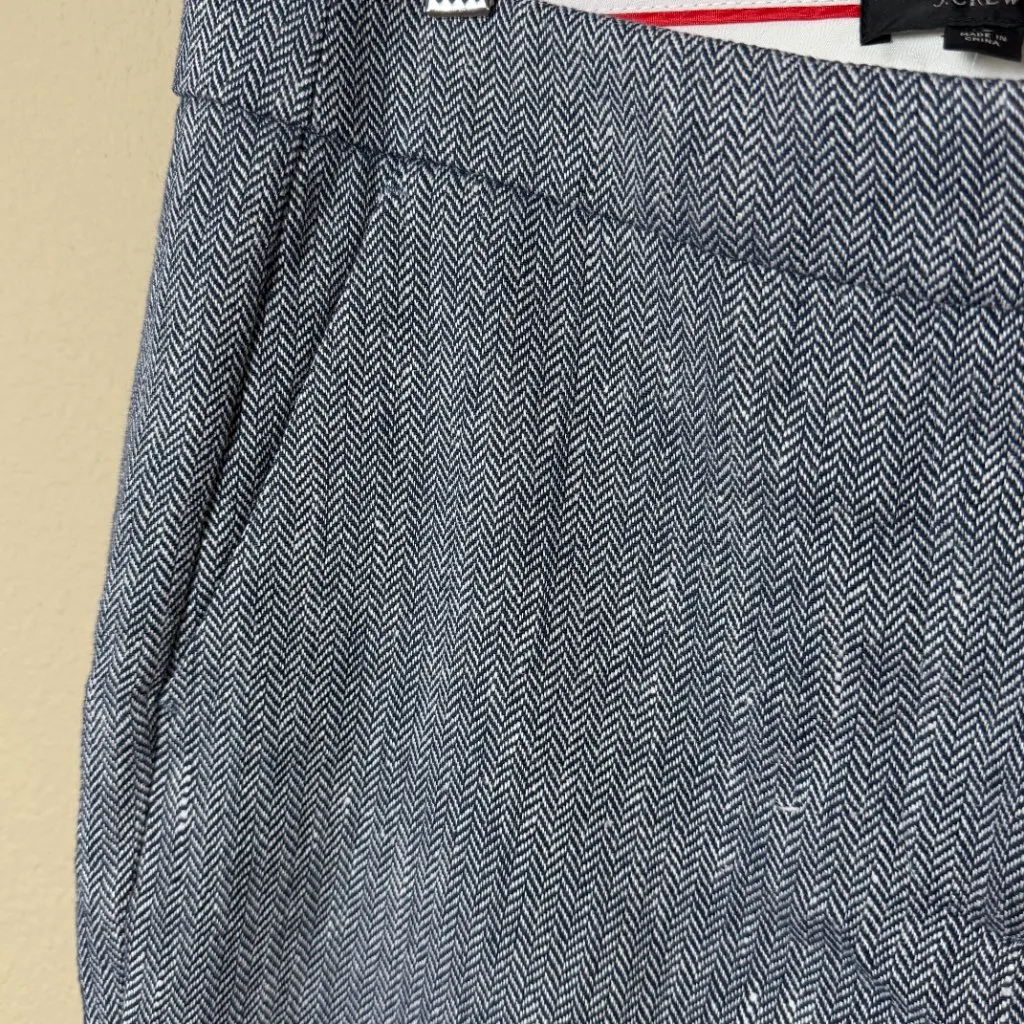 J.Crew Hayden Linen Cotton Herringbone Flare Pants in Navy Heather Size 10 New - Image 3