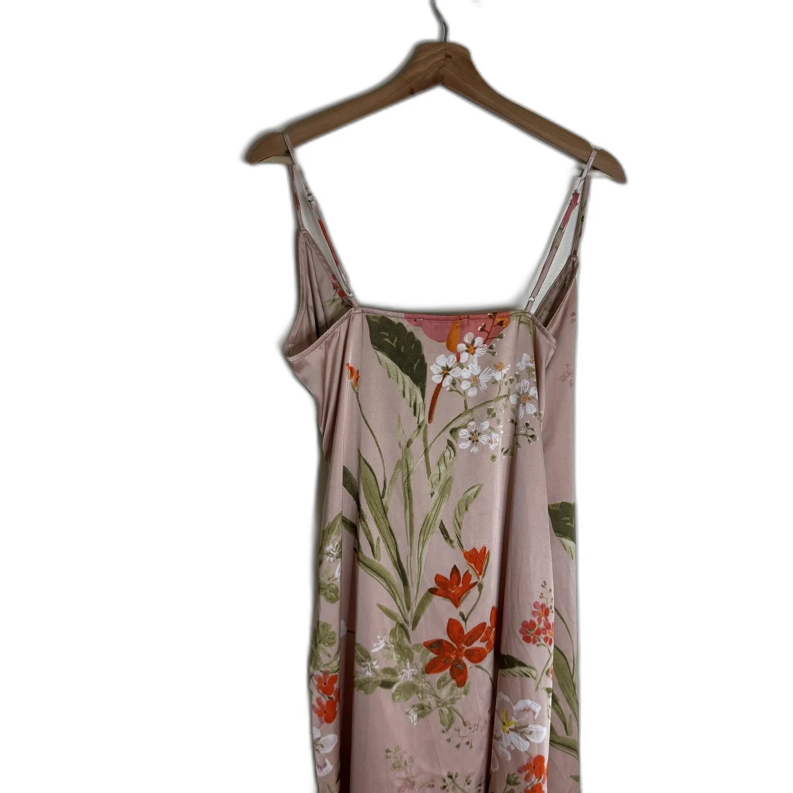 Lulus Dress Womens Large Pink Floral Satin Cowl Neck Slip Maxi Formal Gown - Image 9