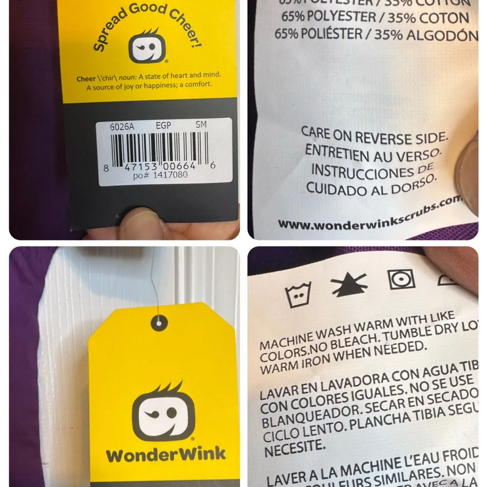 WonderWink Women's Charlie 5 Pocket Y-Neck Wrap Top, Eggplant-Small-NWT - Image 5